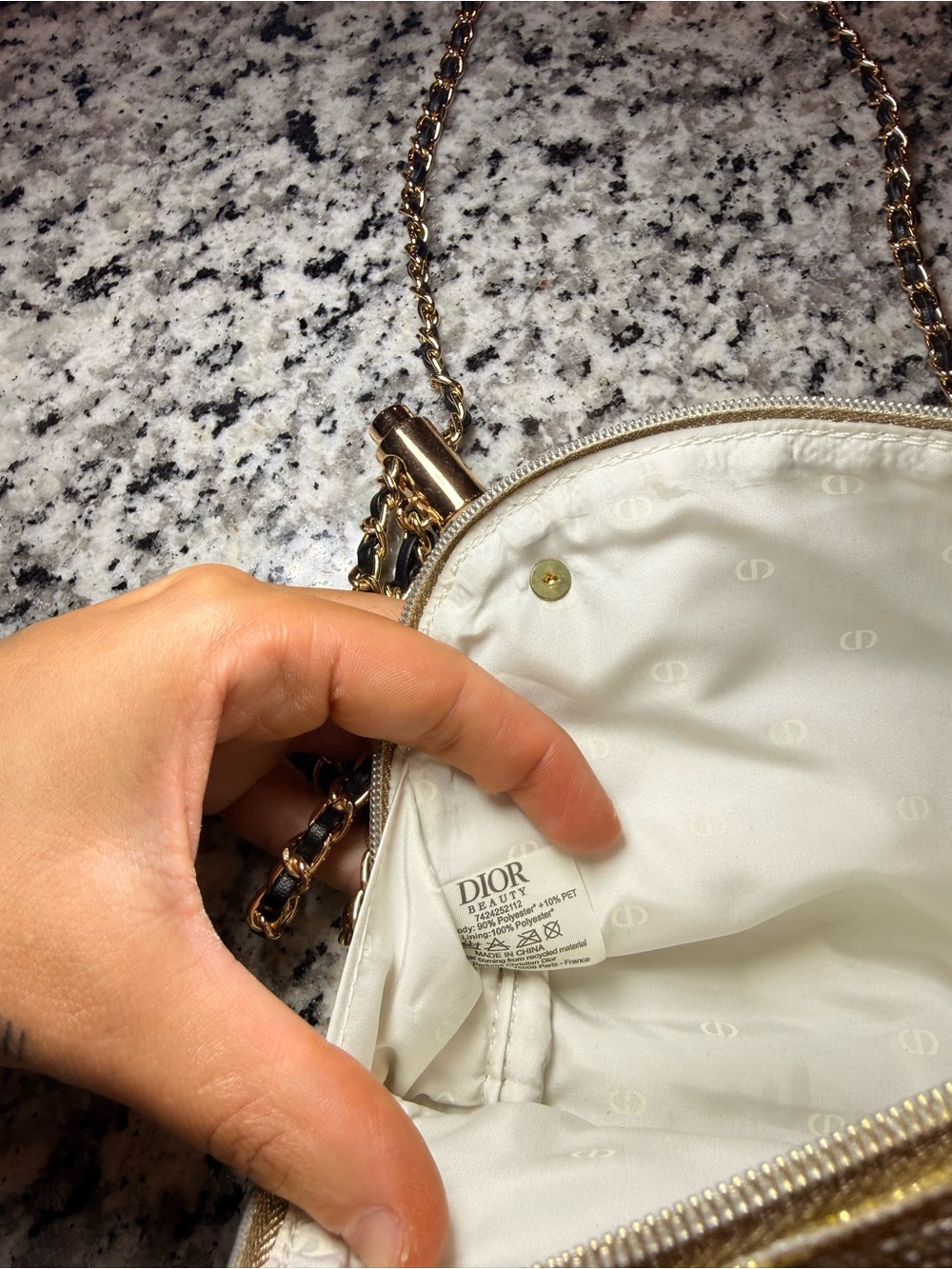 Dior Metallic Gold Crossbody Clutch with Chain Strap - Picture 4 of 8
